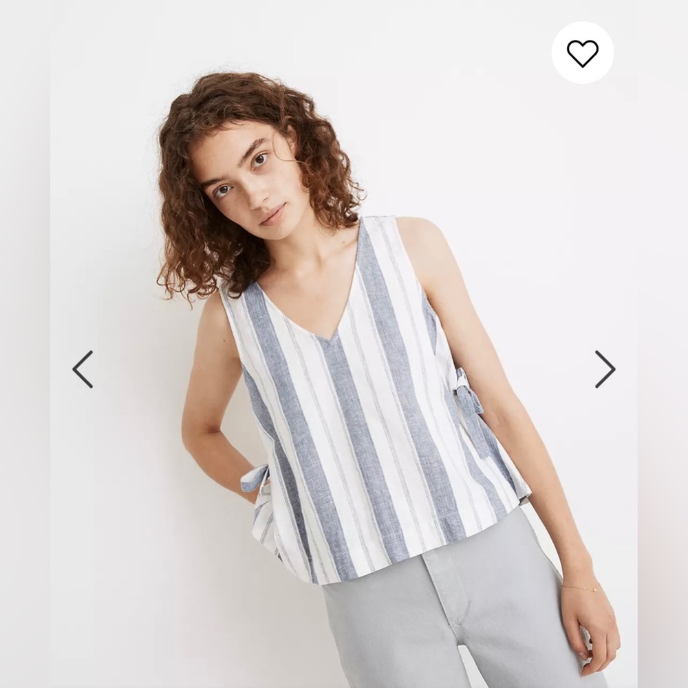 Madewell Linen-Blend Side-Tie Tank Top in Stripe